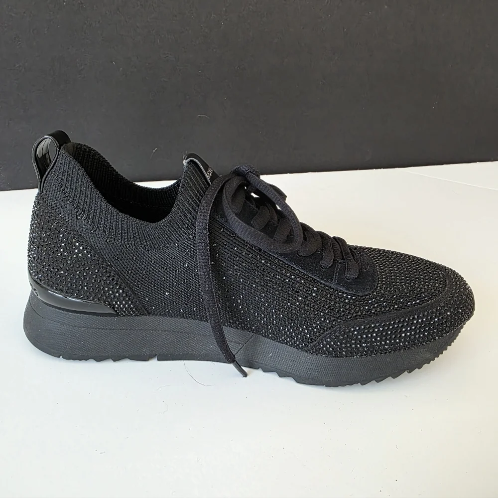 Michael Kors Crystal-Embellished Knit Sneakers – Black Size 8.5 - Picture 4 of 5